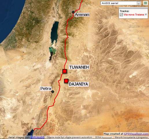 Mapa regionu z zaznaczonymi stanowiskami Dajaniya i Tuwaneh